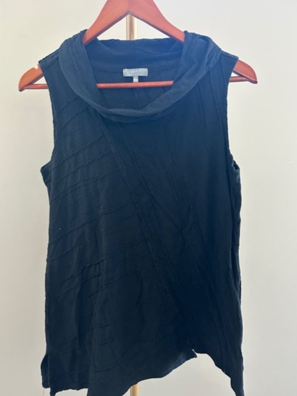 Habitat Black Cowl Neck Sleeveless Top Asymmetrical Stepped Hem Small